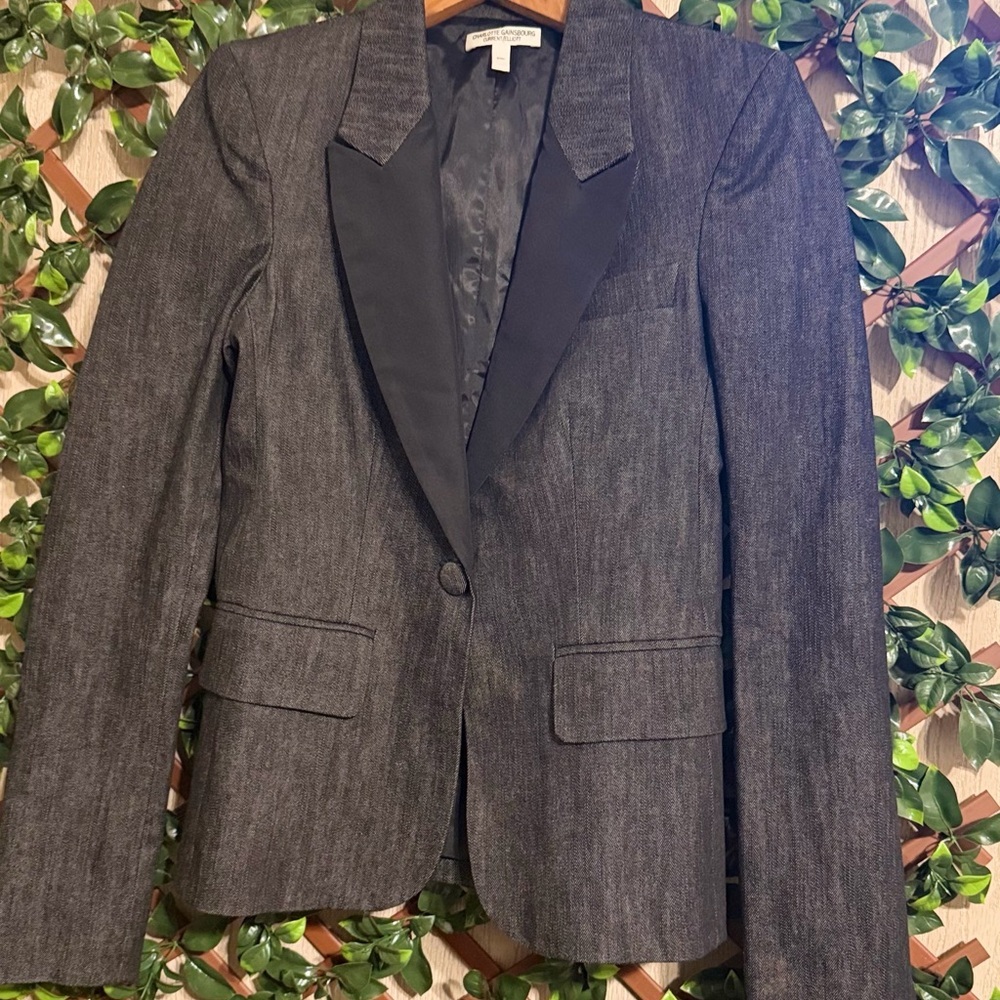 Current/Elliott Charcoal Blazer with Black Trim